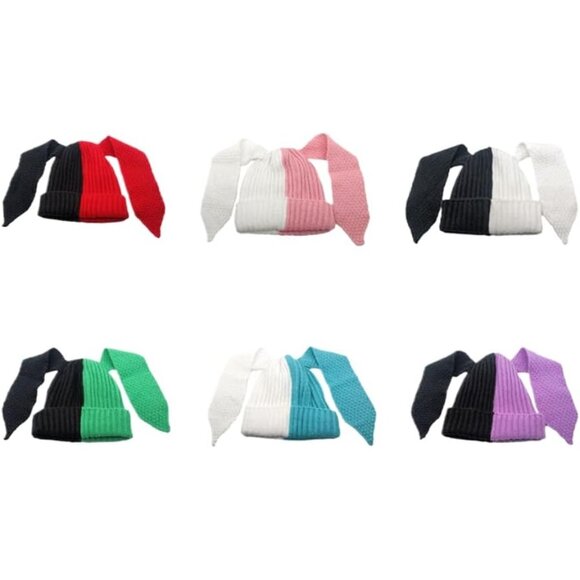 Women's Black Purple Cute Bunny Long Ears Rabbit Winter Warm Beanie Hats - Picture 2 of 6